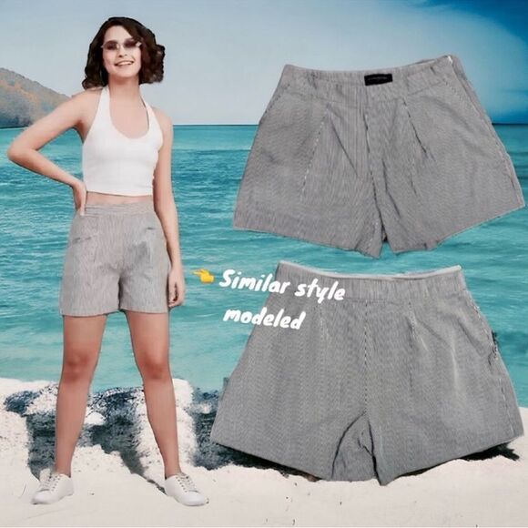 Banana Republic Factory Shorts Striped 100 Cotton High Waist Tailored Size 2 - Picture 16 of 16